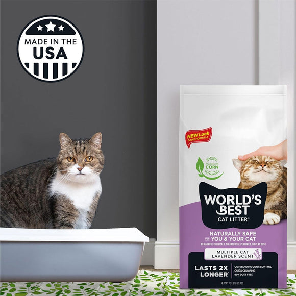 World’s Best Cat Litter Multiple Cat Lavender Scent 28 lbs - Cat Litter & Waste Disposal 6