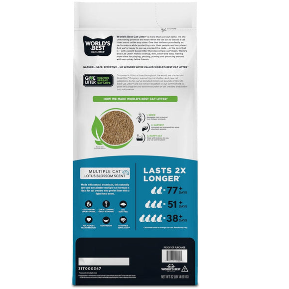 World’s Best Cat Litter Multiple Cat Lotus Blossom Scent 28 lbs - Cat Litter & Waste Disposal 3