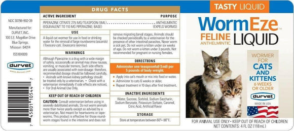 WormEze Feline Anthelmintic Liquid (4 oz) - Cat Supplements & Vitamins 2