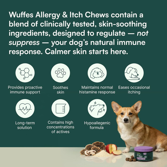 Wuffes Allergy & Itch Chews for Dogs (50 chews) - Dog Treats 6