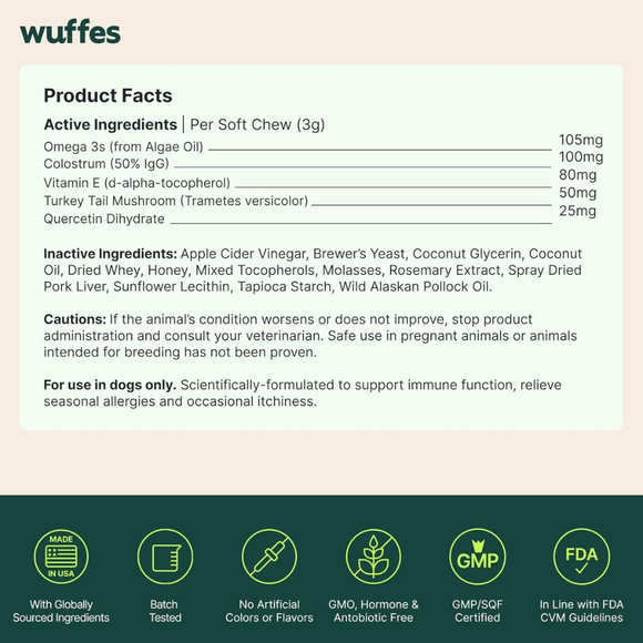 Wuffes Allergy & Itch Chews for Dogs (50 chews) - Dog Treats 7