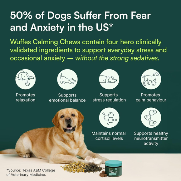 Wuffes Calming Chews for Dogs (50 chews) - Dog Treats 4