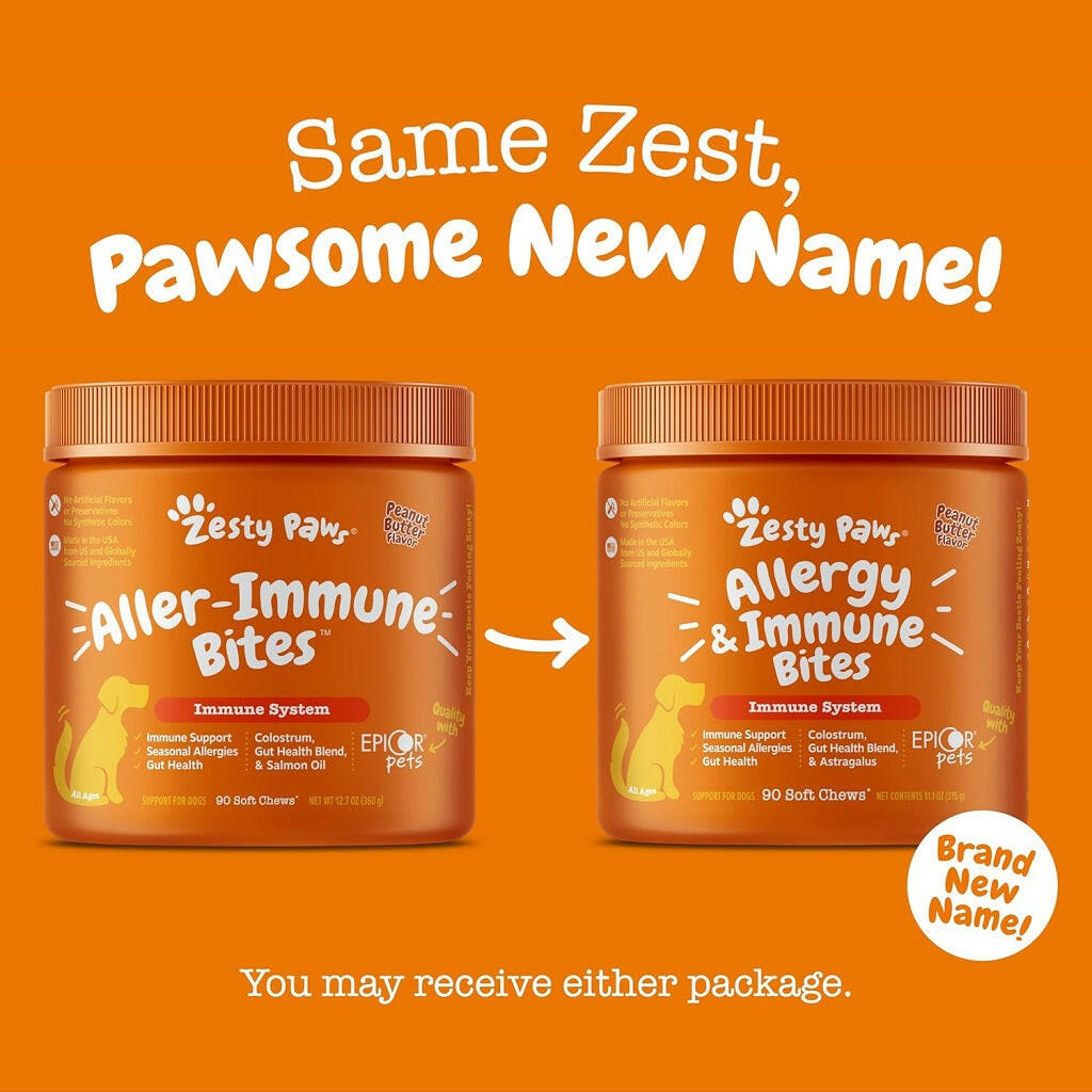 Zesty Paws Allergy & Immune Bites Peanut Butter Flavored Chews for Dogs (90ct)