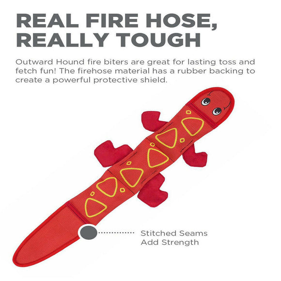 Outward Hound Fire Biterz Lizard 3 Squeaker Red Dog Toy (Large)