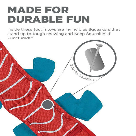 Outward Hound Fire Biterz Lizard 2 Squeaker Red Dog Toy (Medium)