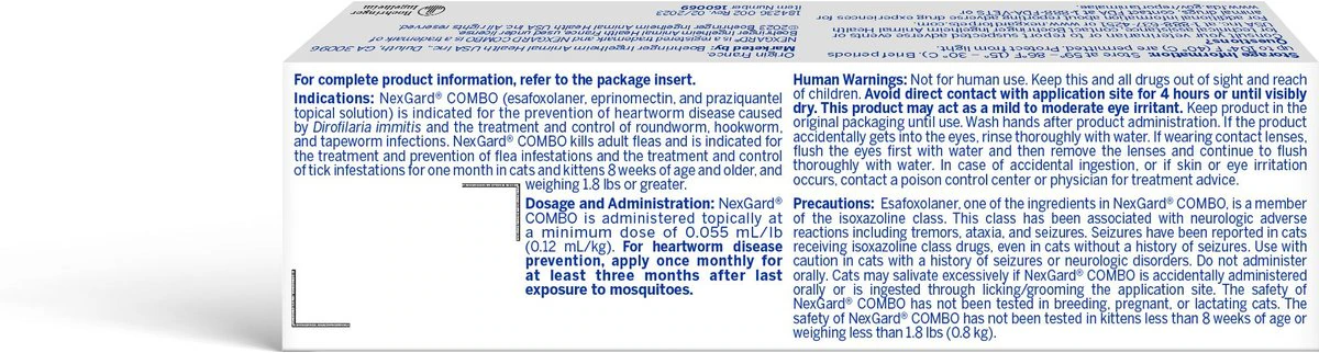 NexGard COMBO Topical for Cats 1.8-5.5 lbs (Purple Box) dosage and administration