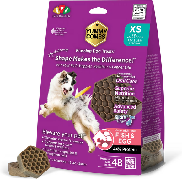 Yummy Combs Fish & Egg Dental Flossing Treats for Extra-Small Dogs 5.5-12lbs - Dog Dental Chews & Treats 1