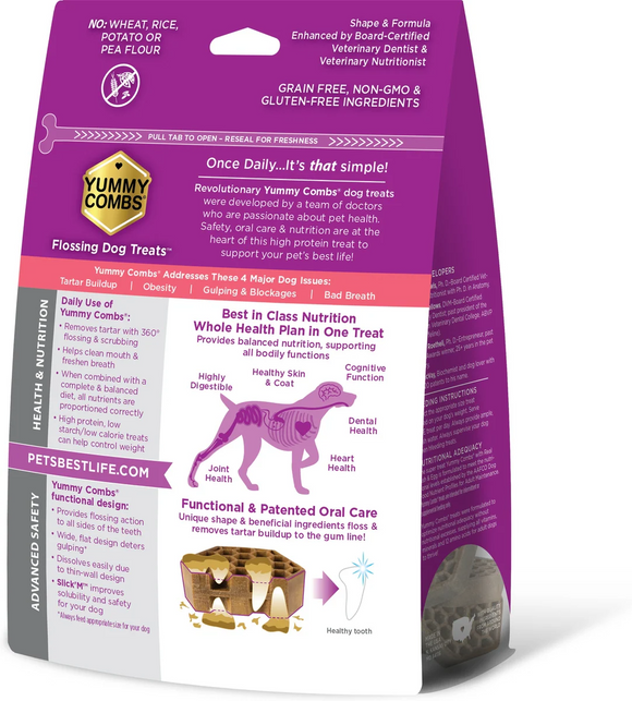 Yummy Combs Fish & Egg Dental Flossing Treats for Extra-Small Dogs 5.5-12lbs - Dog Dental Chews & Treats 6