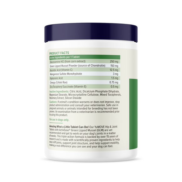 back side of YuMOVE Hip & Joint Health Tablets