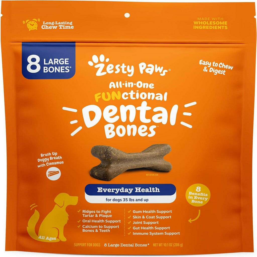 Zesty Paws All-in-One Functional Dental Bone Chews for Large Dogs (8 bones)