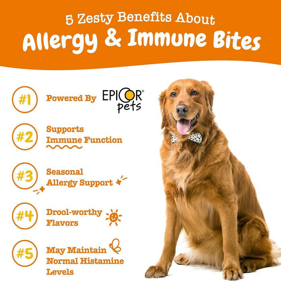 Zesty Paws Allergy & Immune Bites Peanut Butter Flavored Chews for Dogs (90ct)