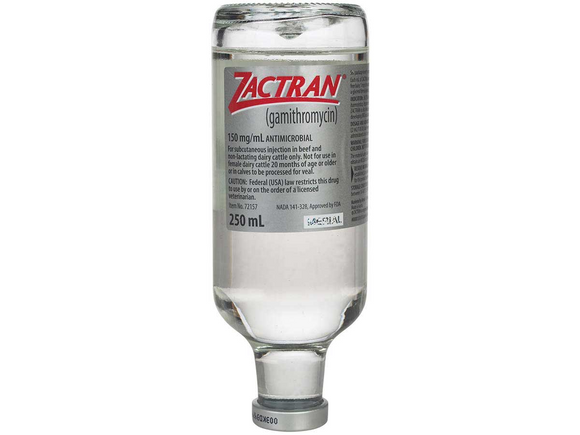 Zactran (Gamithromycin) Injection for Cattle 150 mg/ml - 250ml vial - 2