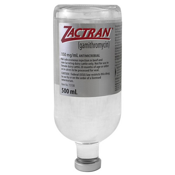 Zactran (Gamithromycin) Injection for Cattle 150 mg/ml - 500ml vial - 3