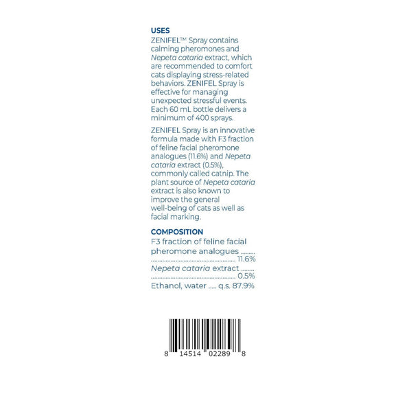 ZENIFEL Calming Pheromone Spray for Cats (2 oz)