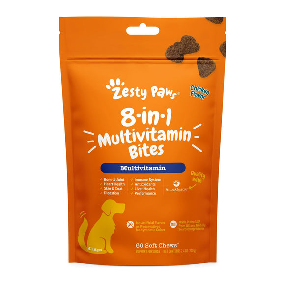 Zesty Paws 8-in 1 Multifunctional Bites Chicken Flavored Soft Chews For Dogs - 60-count - Dog Supplements & Vitamins 6