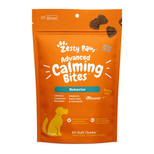 Zesty Paws Advanced Calming Bites Behavior Turkey Flavor Soft Chews for Dogs 60-count - Dog Calming & Anxiety