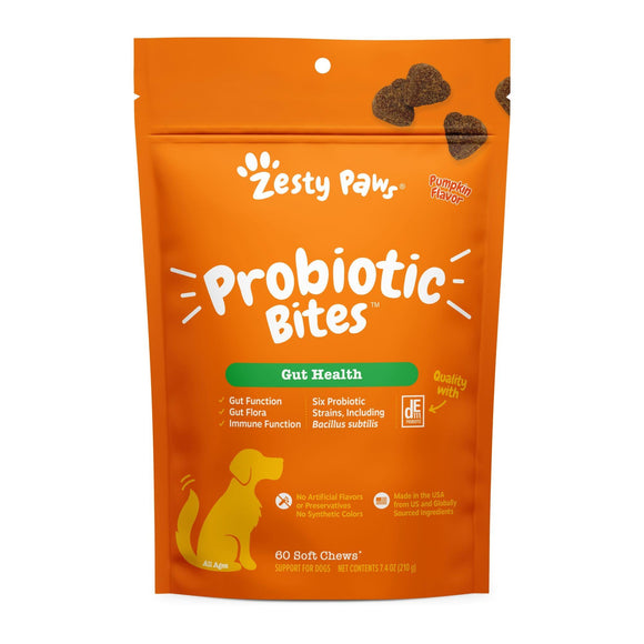 Zesty Paws Probiotic Bites Pumpkin Flavored Chews for Dogs - 60-count - Dog Digestive & Probiotics Supplements 7