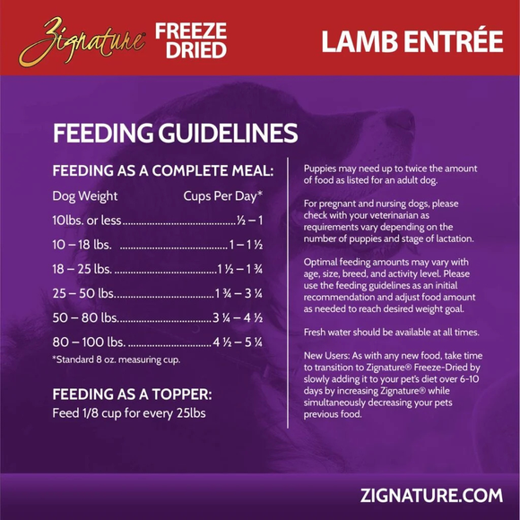 Zignature Lamb Entree Freeze-Dried Dog Food - Dog Food 6