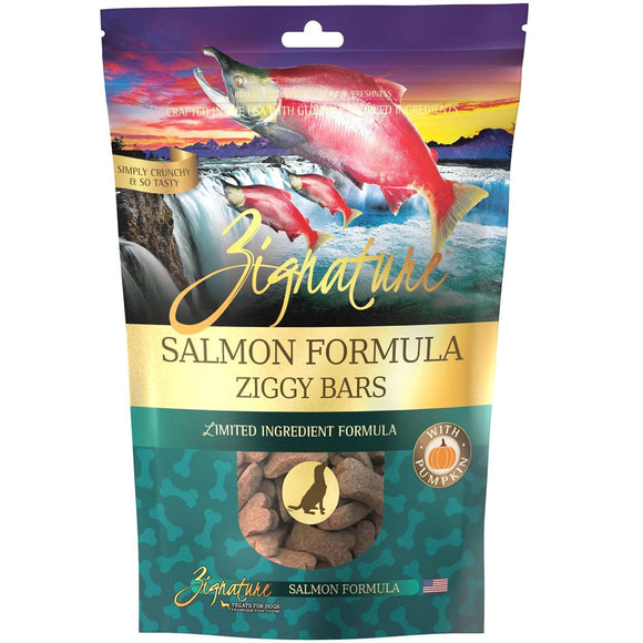 Zignature Salmon Formula Ziggy Bars with Pumpkin Dog Treats, 12-oz