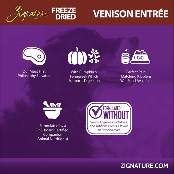Zignature Venison Entree Freeze-Dried Dog Food - Dog Food 3