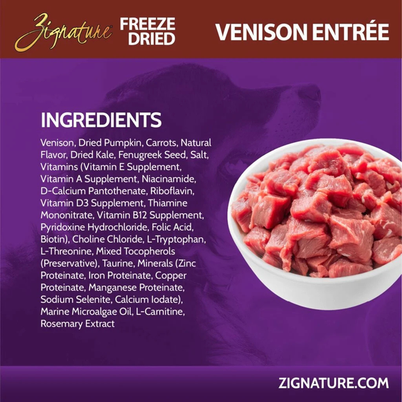 Zignature Venison Entree Freeze-Dried Dog Food - Dog Food 4