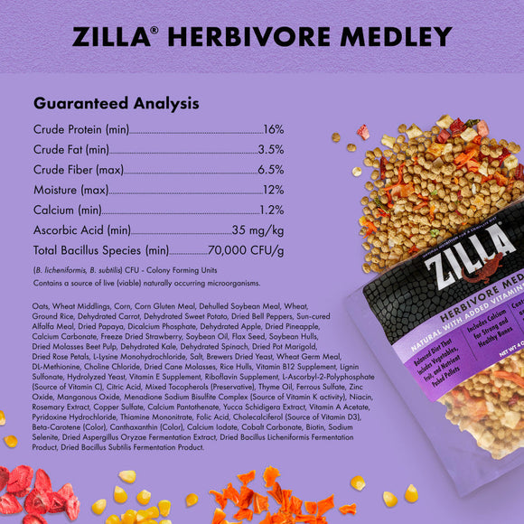 Zilla Medley Diet Herbivore Mix 4-oz - Reptile & Amphibian Food 6