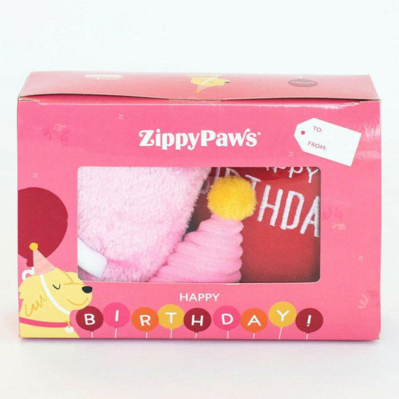 Zippy Paws Birthday Box Interactive Plush Toy for Dogs (3 pc) - Plush Dog Toys 5