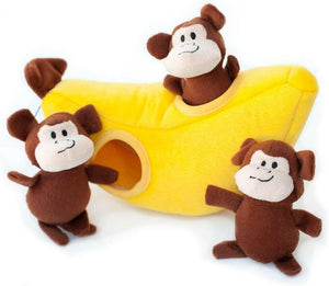Zippy Paws Burrow Monkey ’n Banana - Dog Toys 1