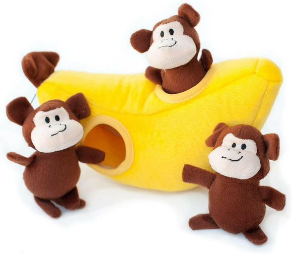 Zippy Paws Burrow Monkey ’n Banana - Dog Toys 1