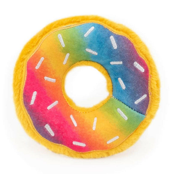 Zippy Paws Donutz Rainbow Interactive Squeaky Toy Dog (Medium) - Plush Dog Toys 1