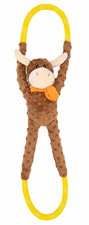 Zippy Paws Monkey RopeTugz Durable Rope Squeaky Chew Toy for Dogs - Moose - Plush Dog Toys 12