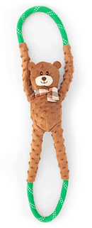 Zippy Paws Monkey RopeTugz Durable Rope Squeaky Chew Toy for Dogs - Bear - Plush Dog Toys 1