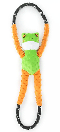 Zippy Paws Monkey RopeTugz Durable Rope Squeaky Chew Toy for Dogs - Frog - Plush Dog Toys 9