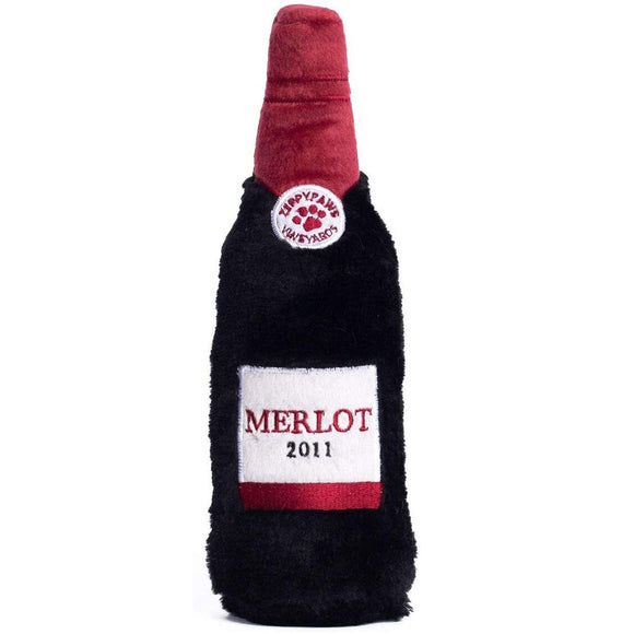 ZippyPaws Red Wine Happy Hour Crusherz Plush Dog Toy, Medium