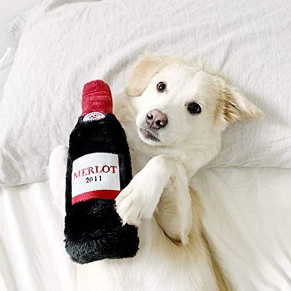 ZippyPaws Red Wine Happy Hour Crusherz Plush Dog Toy