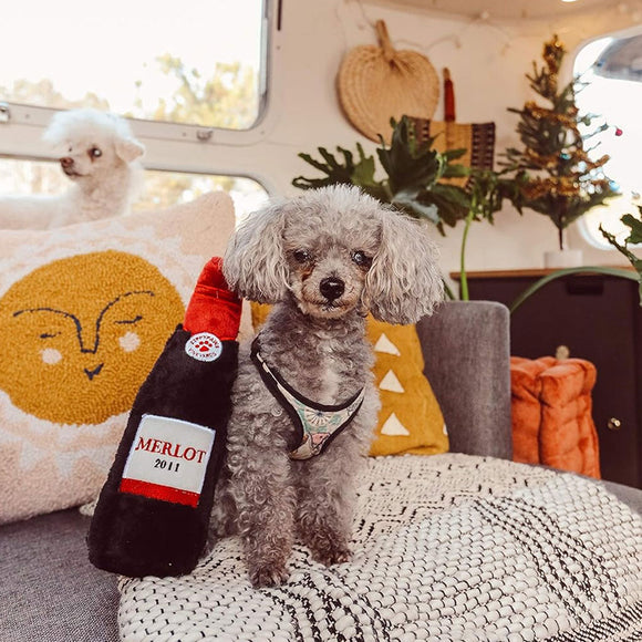 ZippyPaws Red Wine Happy Hour Crusherz Plush Dog Toy