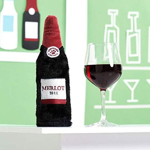 ZippyPaws Red Wine Happy Hour Crusherz Plush Dog Toy