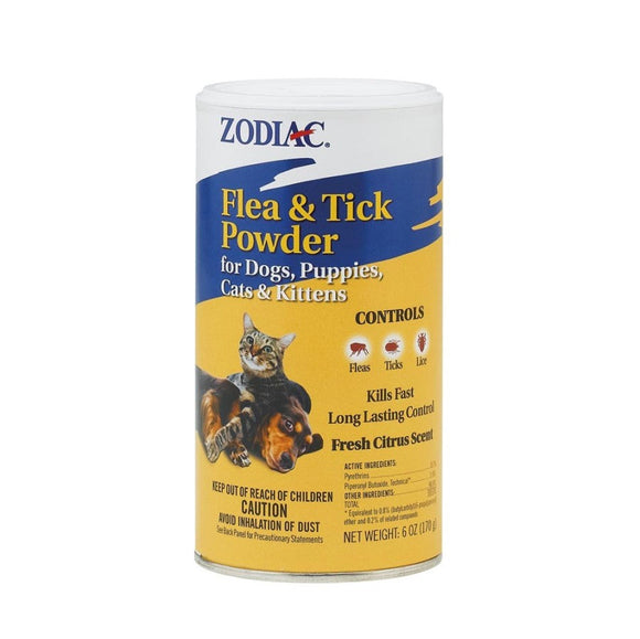 Zodiac Flea & Tick Powder for Dogs and Cats 6-oz - Pet Flea & Tick Control 1