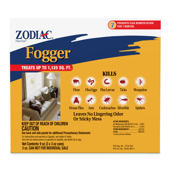 Zodiac Flea & Tick Room Fogger 3-oz pack of 3 - Flea & Tick Sprays 3