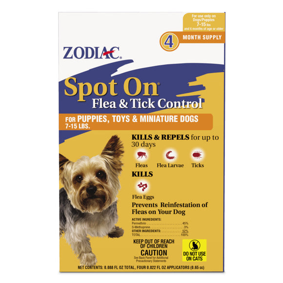 Zodiac Spot On Flea & Tick Control for Dogs & Cats 4-mo supply - Dogs / 7 - 15 - lbs - Flea & Tick Medication 2