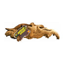 Wooden log with a label on a white background