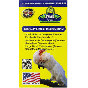 Zoo Med Avian Plus Vitamin and Mineral Bird Supplement