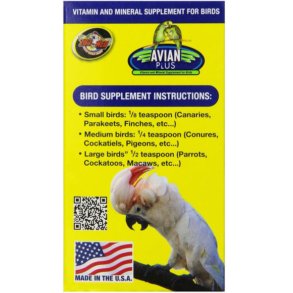 Zoo Med Avian Plus Vitamin and Mineral Bird Supplement