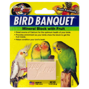 Zoo Med Bird Banquet Fruit Formula Mineral Block Beak Conditioner - Small -1 oz - Bird Treats 1