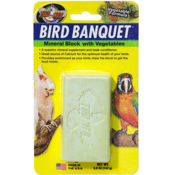 Zoo Med Bird Banquet Vegetable Formula Mineral Block Beak Conditioner - Large -5 oz - Bird Treats 2