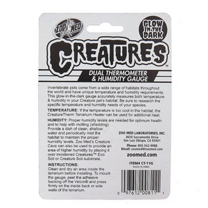 Zoo Med Creatures Glow in the Dark Dual Thermometer & Humidity Gauge For Reptiles - Reptile Thermometers & Timers 2