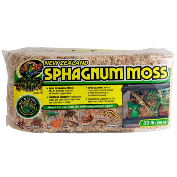 Package of New Zealand Sphagnum Moss with Zoo Med logo on a white background