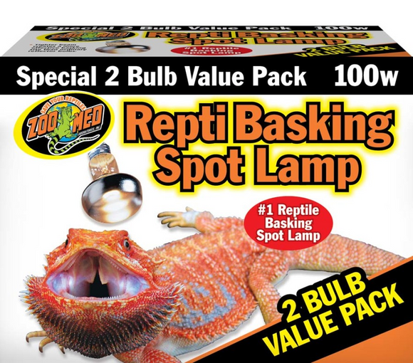 Zoo Med Repti Basking Spot Lamp - 100 Watts - 2 pack - Reptile Heating 10
