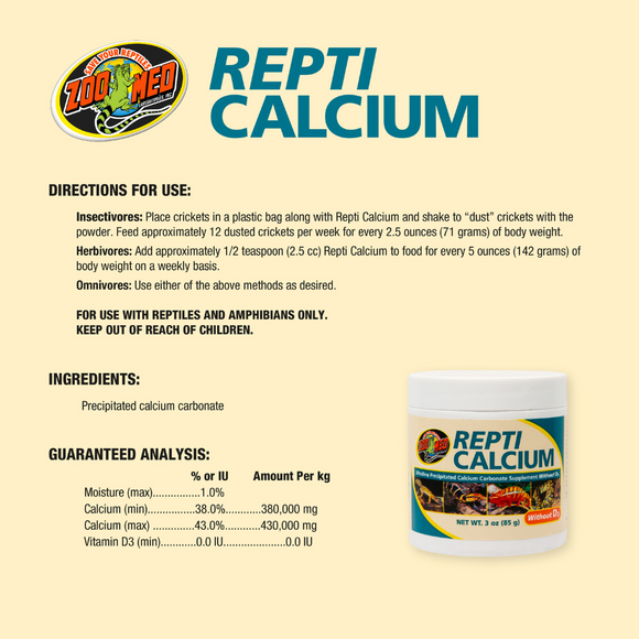 Zoo Med Repti Calcium without Vitamin D3 Reptile Supplement - Vitamins & Supplements 3