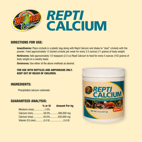 Zoo Med Repti Calcium without Vitamin D3 Reptile Supplement - Vitamins & Supplements 6